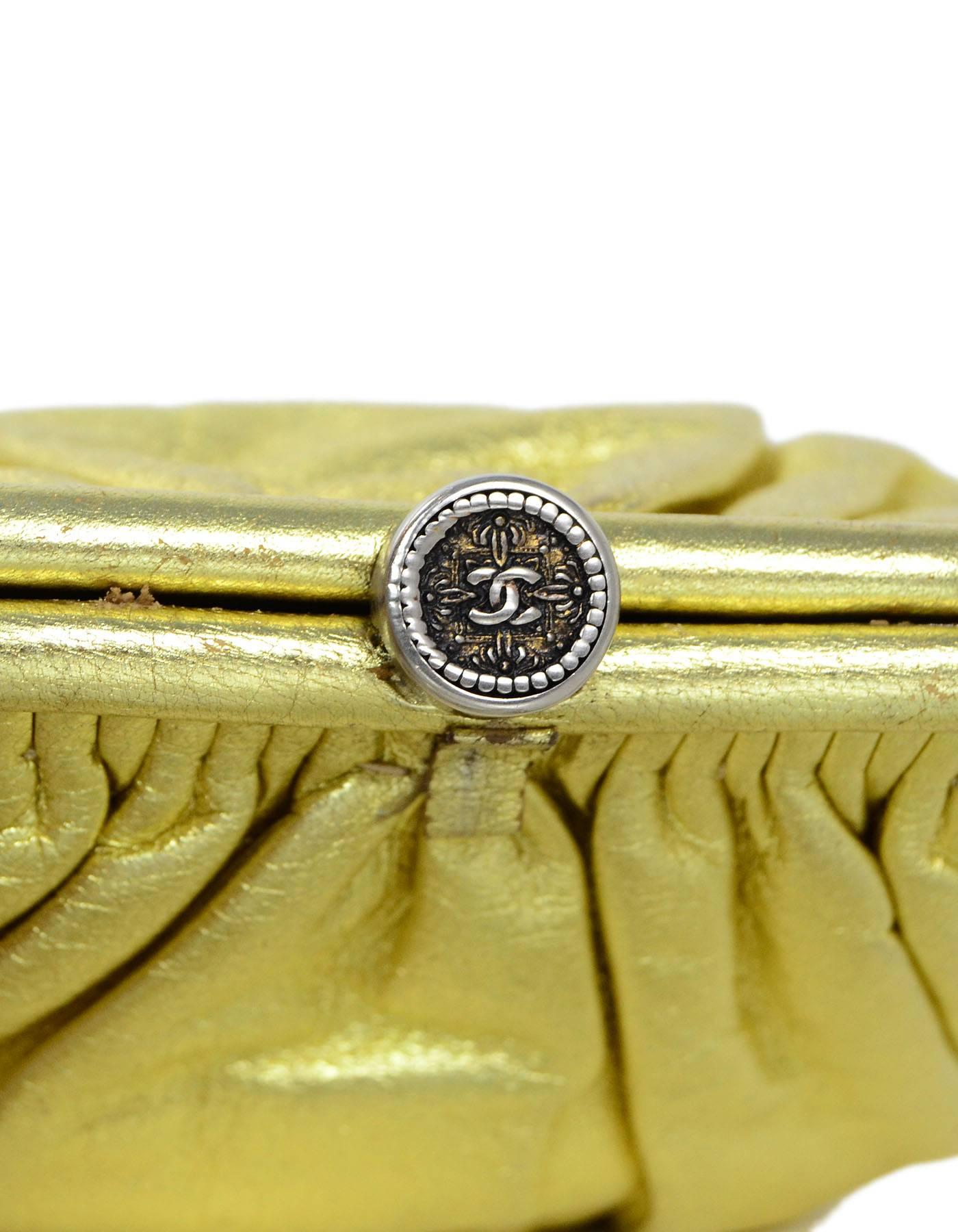 Chanel Metallic Gold Leather Mini Evening Bag GHW 3