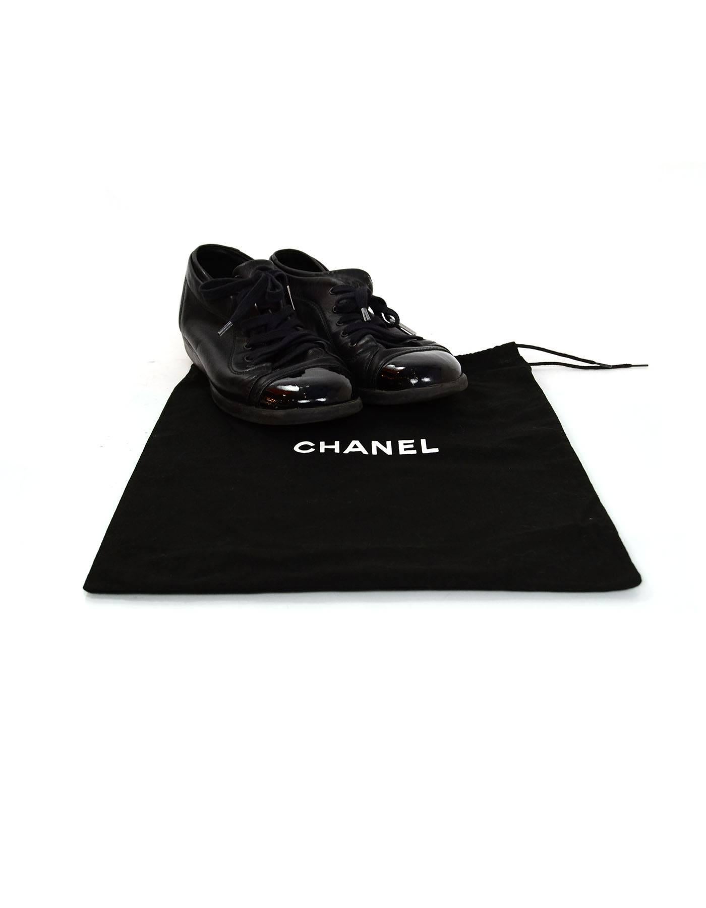 Chanel Black Leather CC Sneakers sz 38 w/DB 3