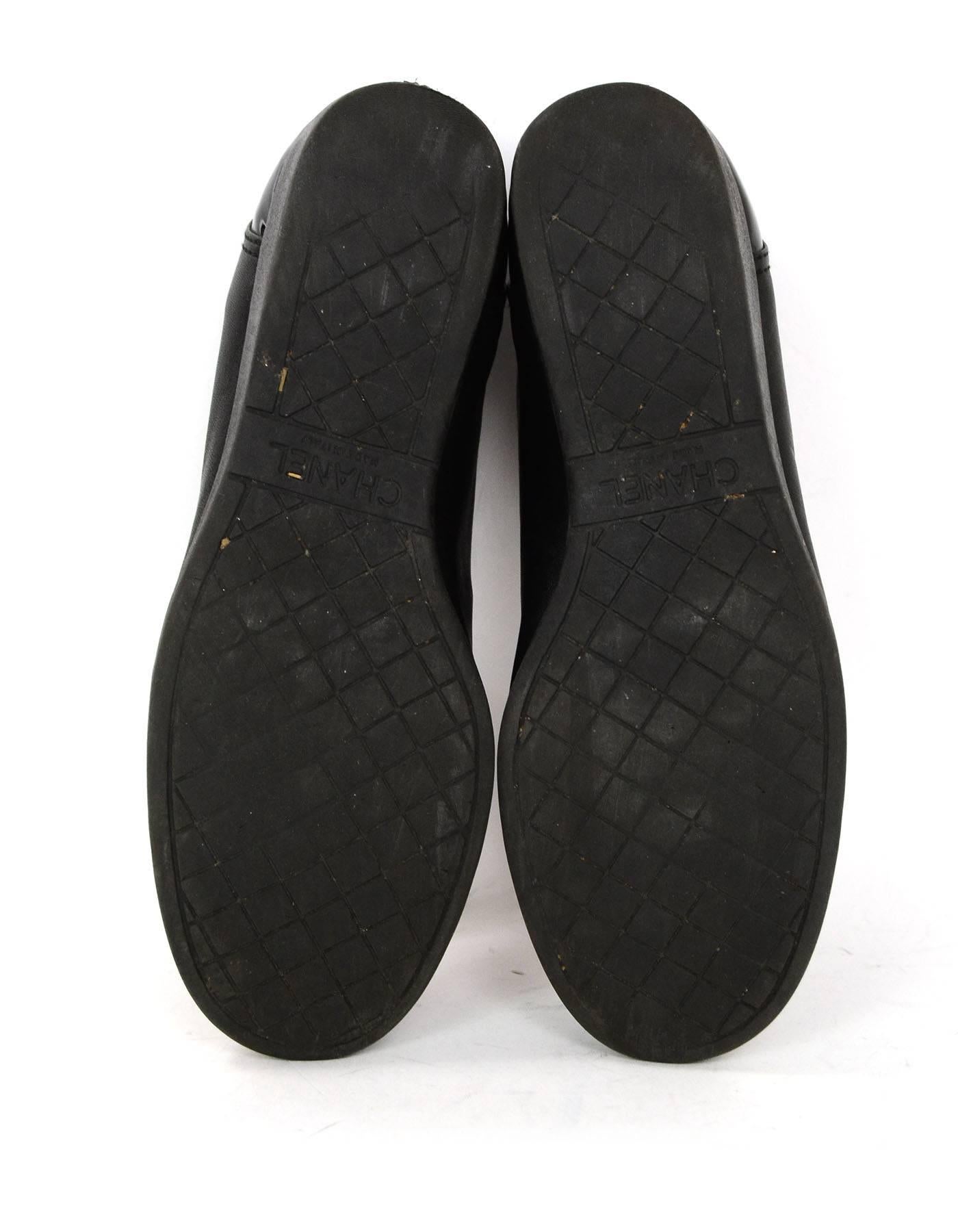 Chanel Black Leather CC Sneakers sz 38 w/DB 2