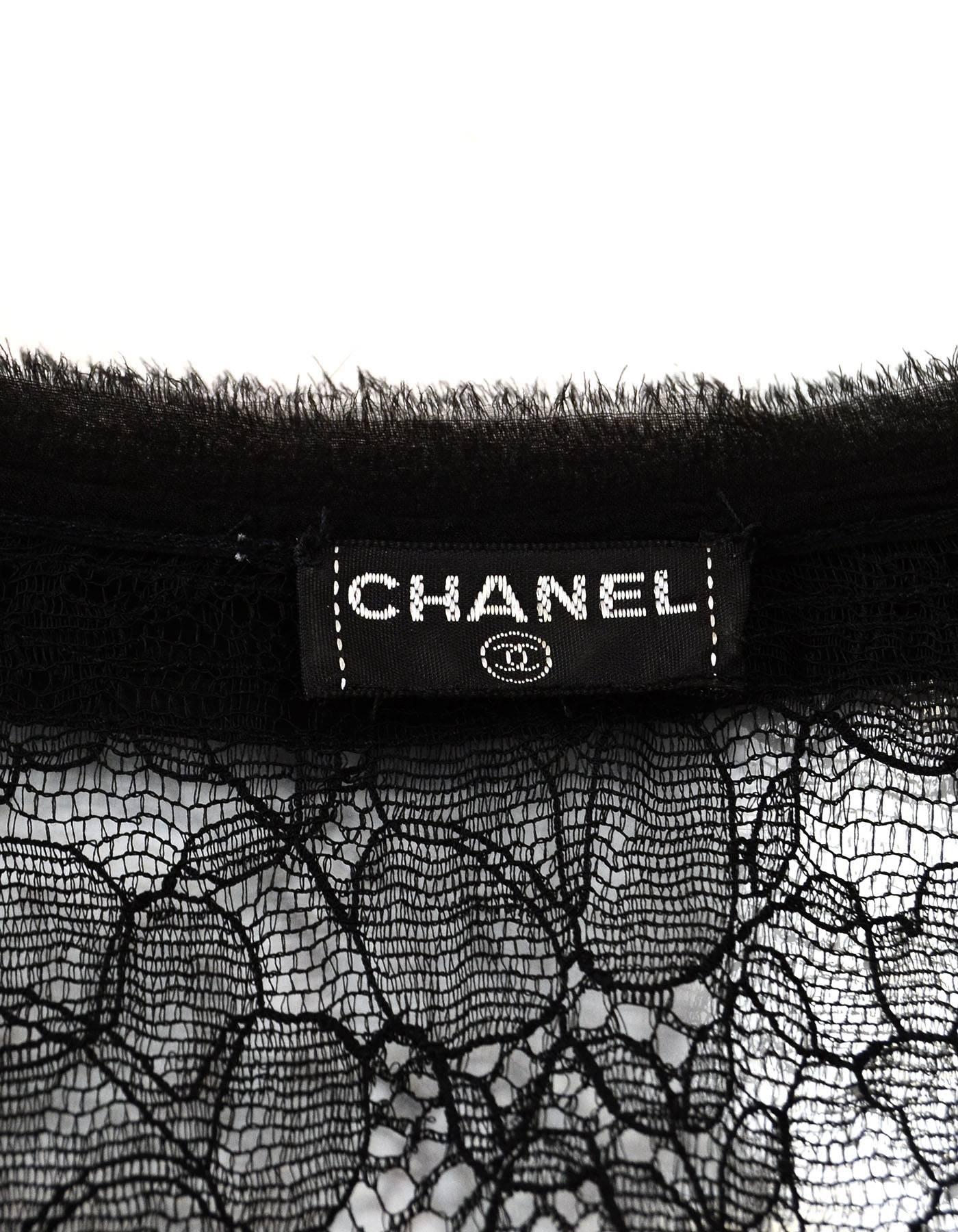Chanel Black Lace Long Sleeve Blouse sz M 1