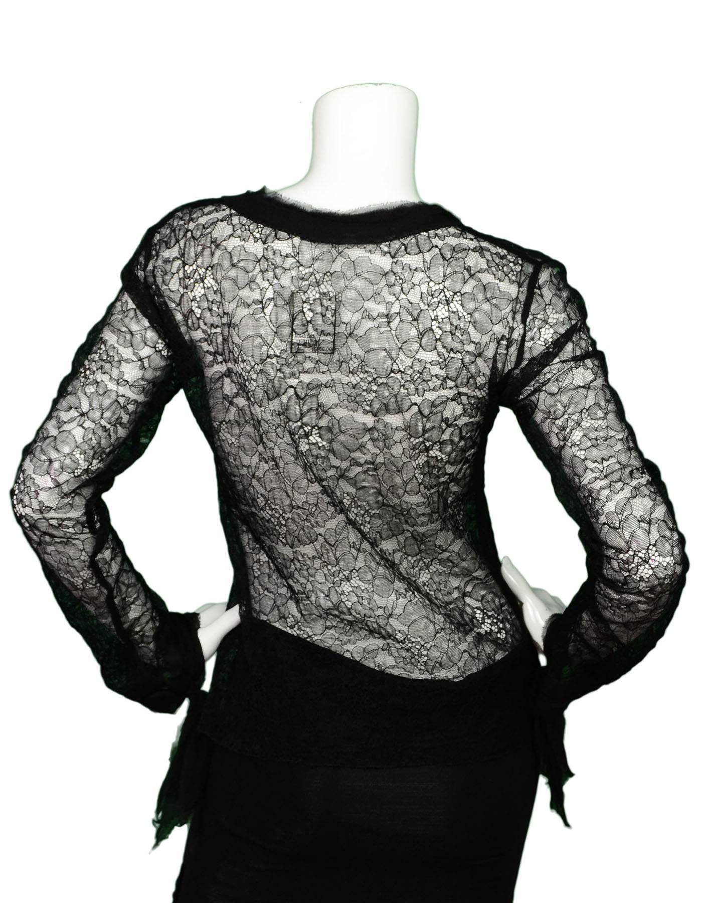Women's Chanel Black Lace Long Sleeve Blouse sz M