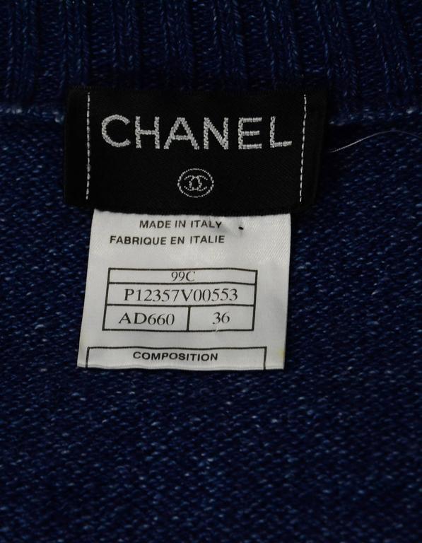 Chanel Blue Denim Look Knit Cardigan Sweater FR36 at 1stDibs