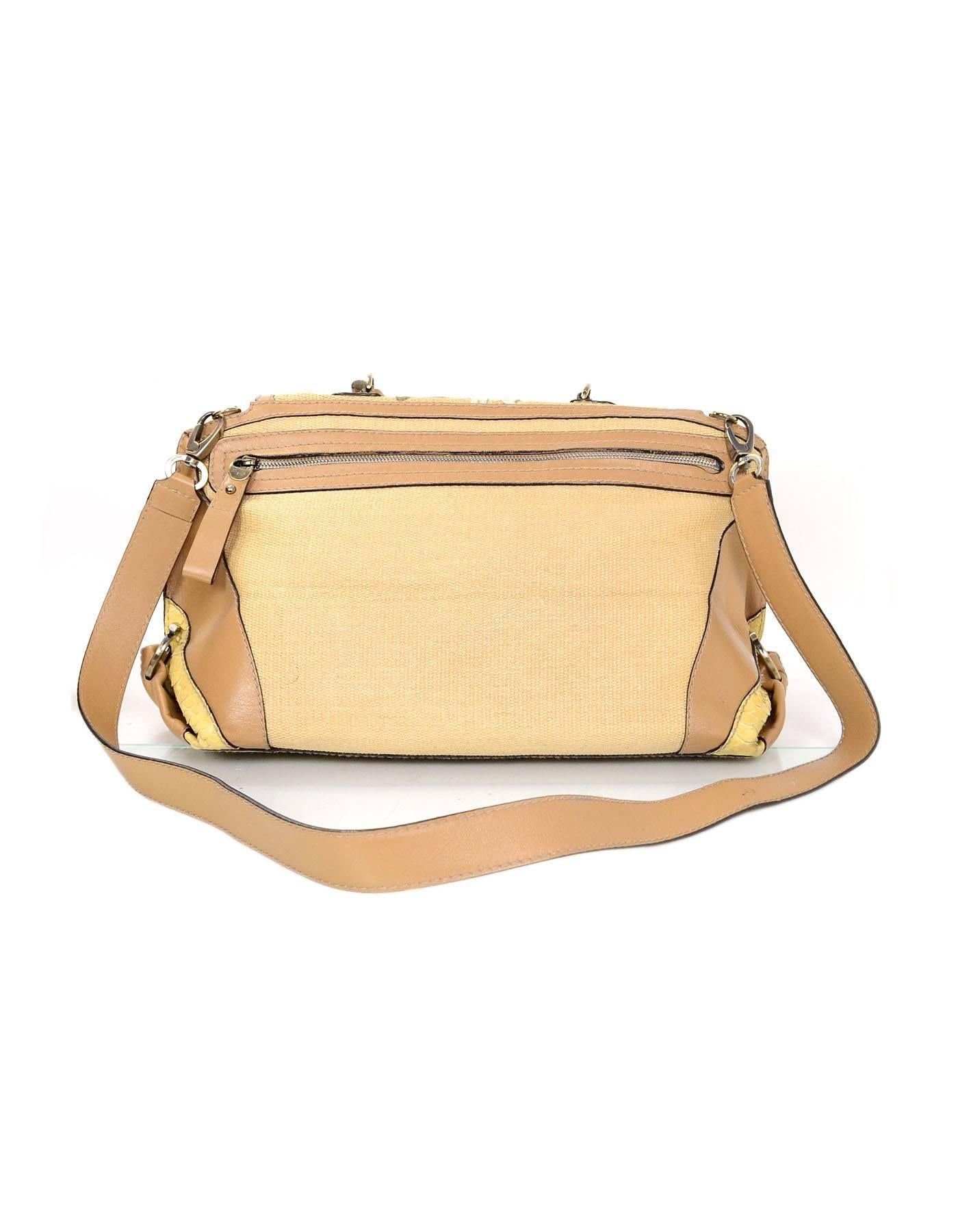 Salvatore Ferragamo Beige & Tan Sofia Satchel Bag BHW In Excellent Condition In New York, NY