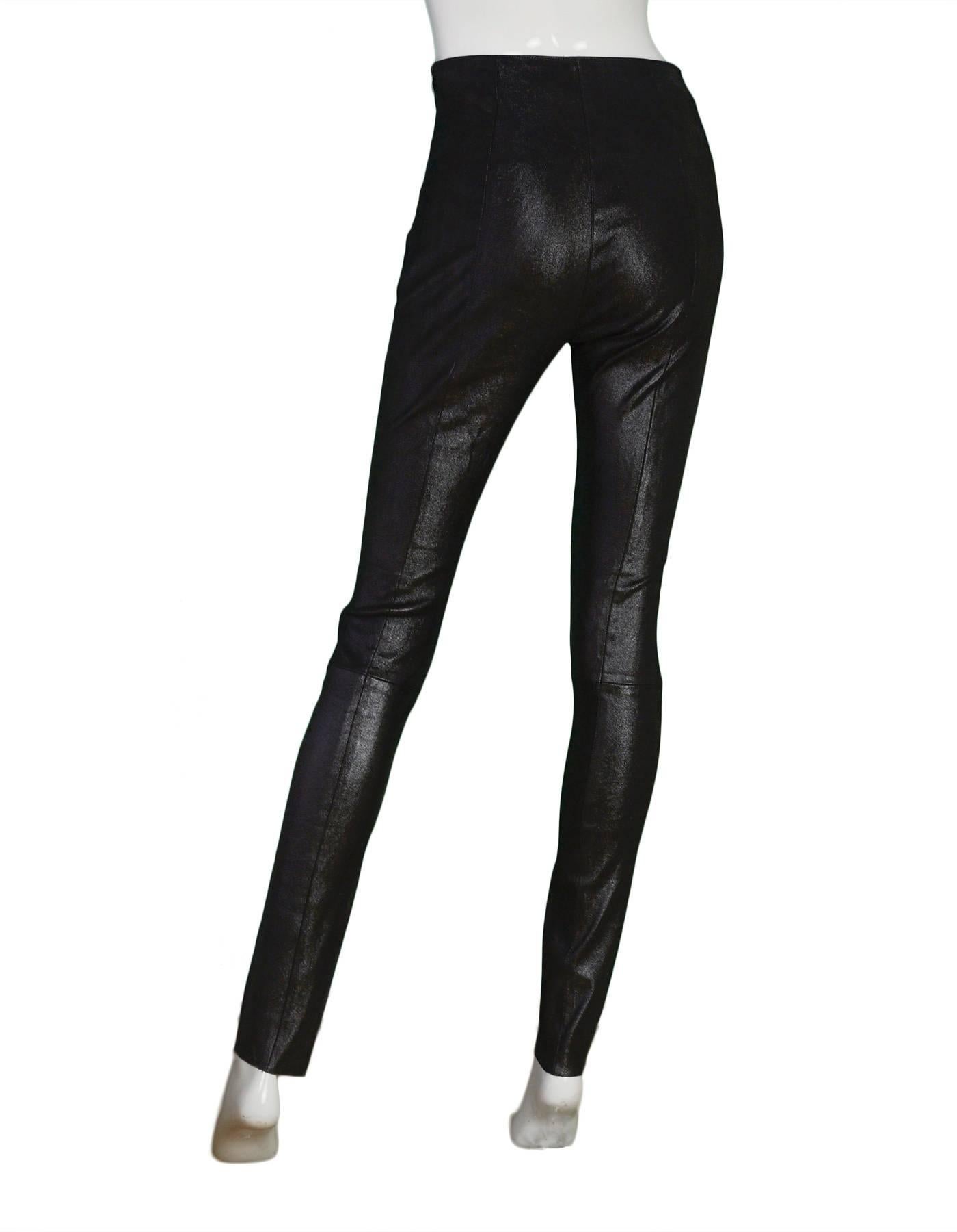 Drome Black Iridescent Suede Skinny Pants sz S In Excellent Condition In New York, NY