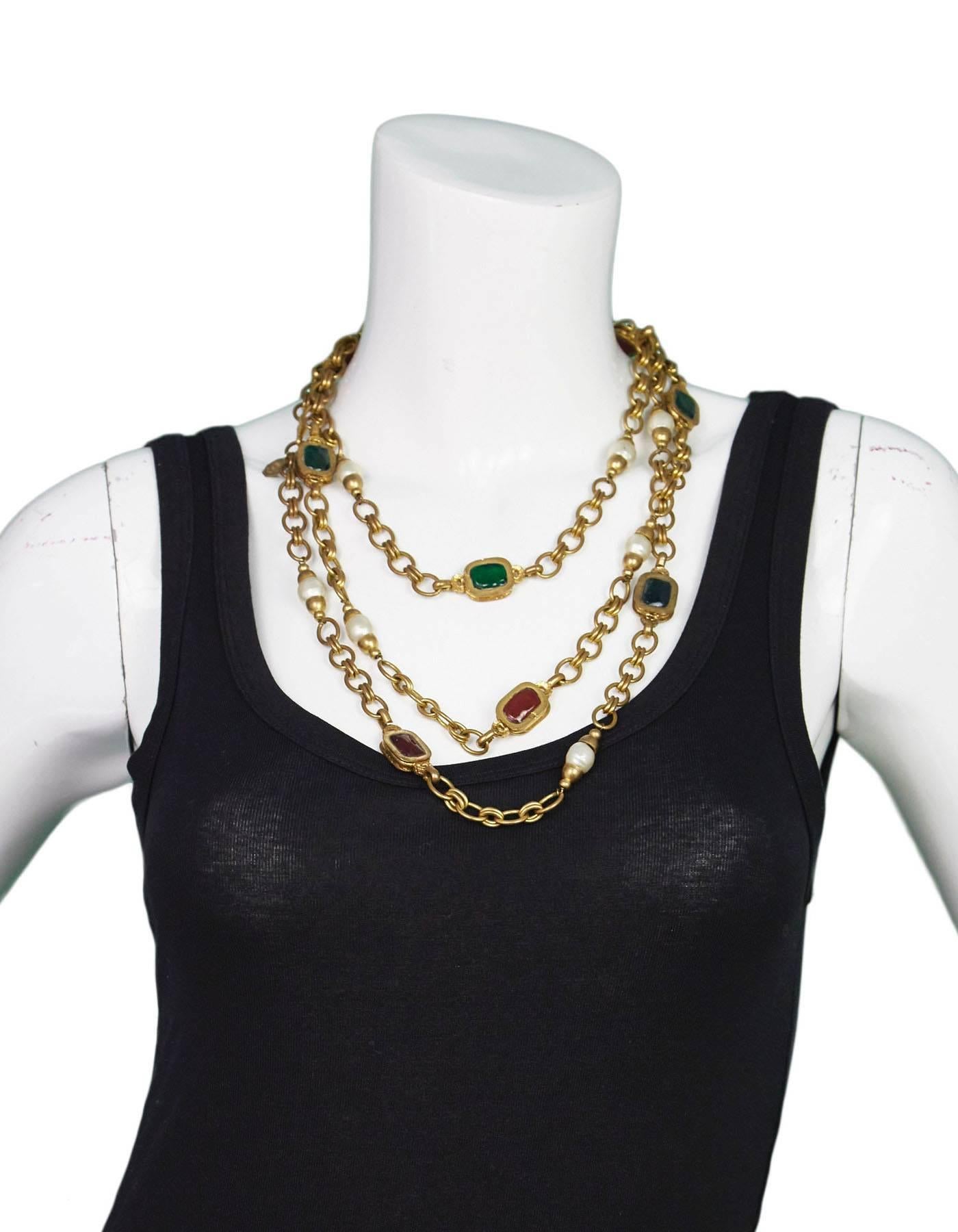 Chanel 1984 Vintage Chain Link & Gripoix Long Necklace 1