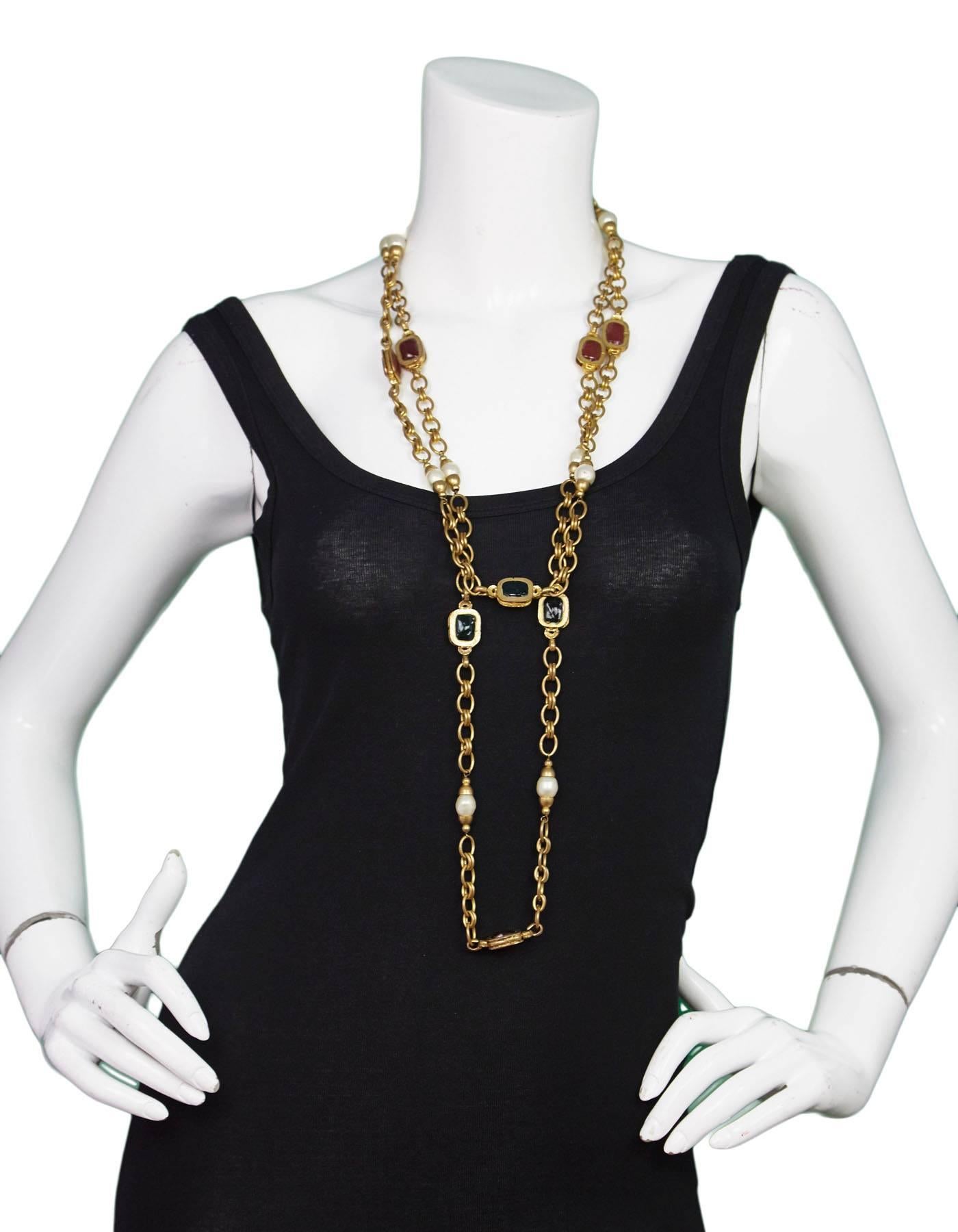 Women's Chanel 1984 Vintage Chain Link & Gripoix Long Necklace