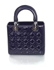 Christian Dior 2016 Sapphire Blue Patent Leather Medium Lady Dior