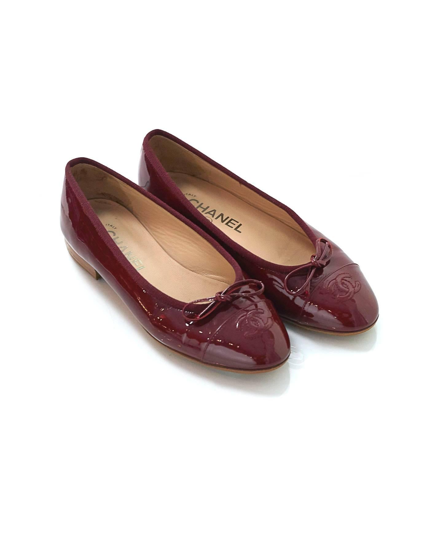 chanel ballet flats burgundy