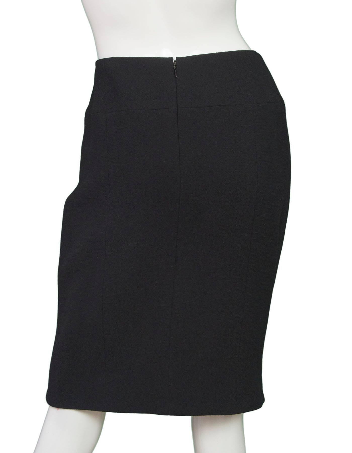 Chanel Black Wool Pencil Skirt sz FR44 In Excellent Condition In New York, NY