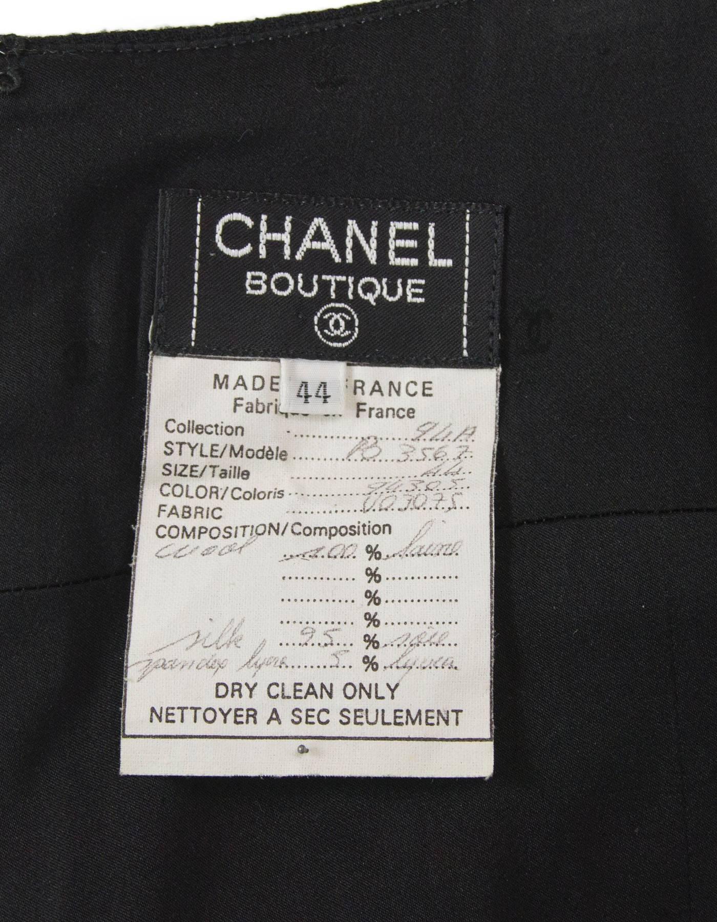 Women's Chanel Black Wool Pencil Skirt sz FR44