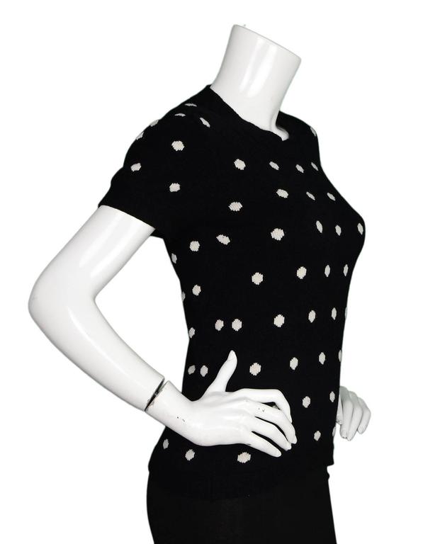 Chanel Black and White Polka Dot Cashmere Top sz FR34 For Sale at 1stdibs