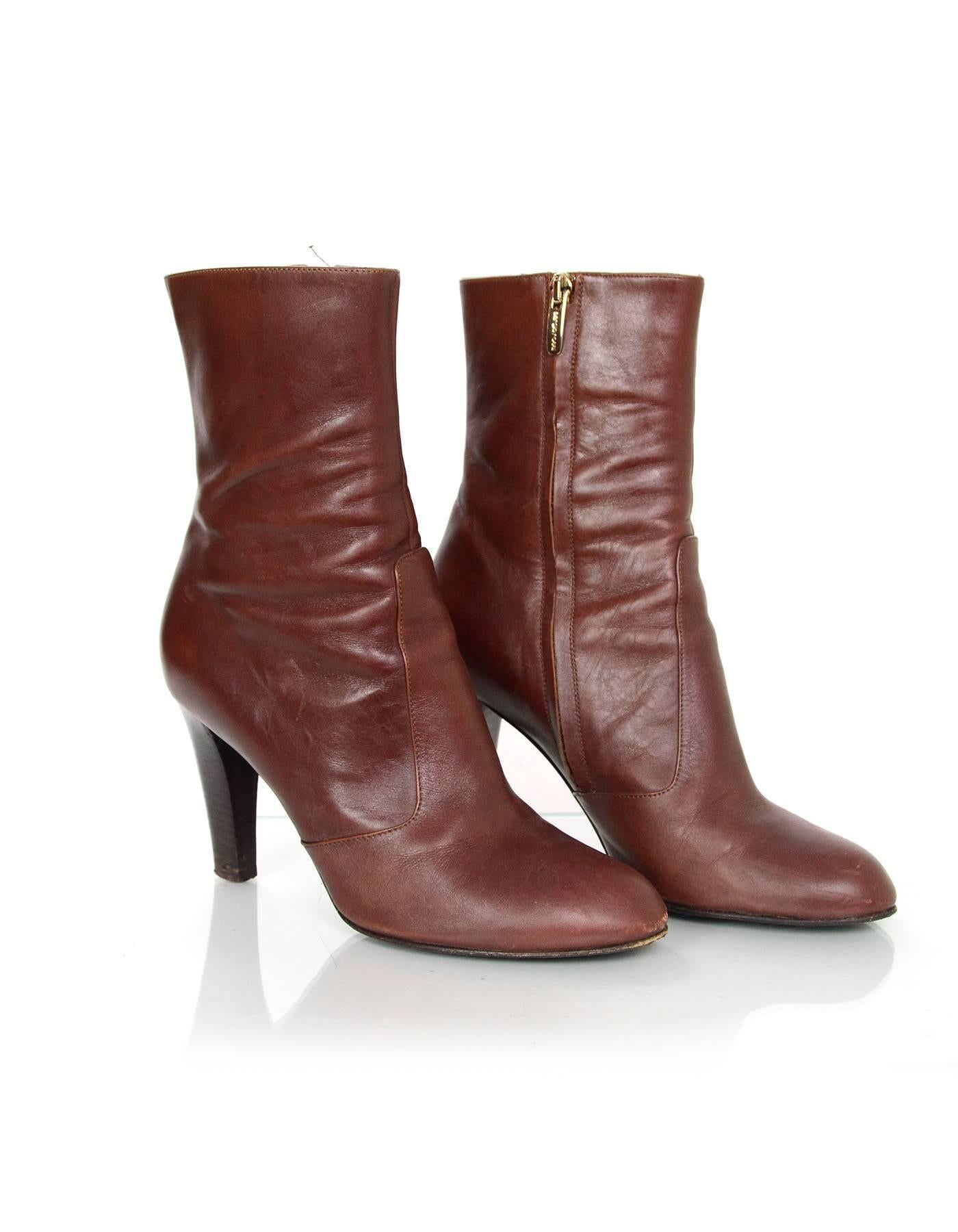 Sergio Rossi Brown Leather Ankle Boots sz 37.5 rt. $675 1