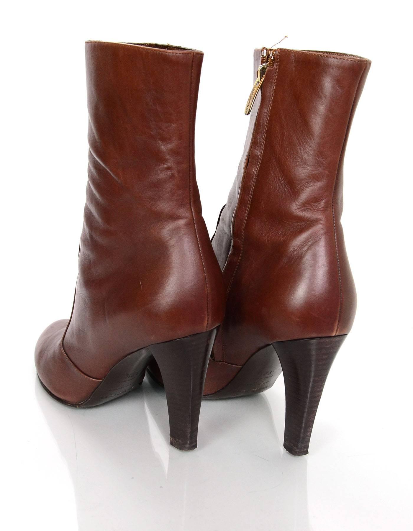 Sergio Rossi Brown Leather Ankle Boots sz 37.5 rt. $675 2