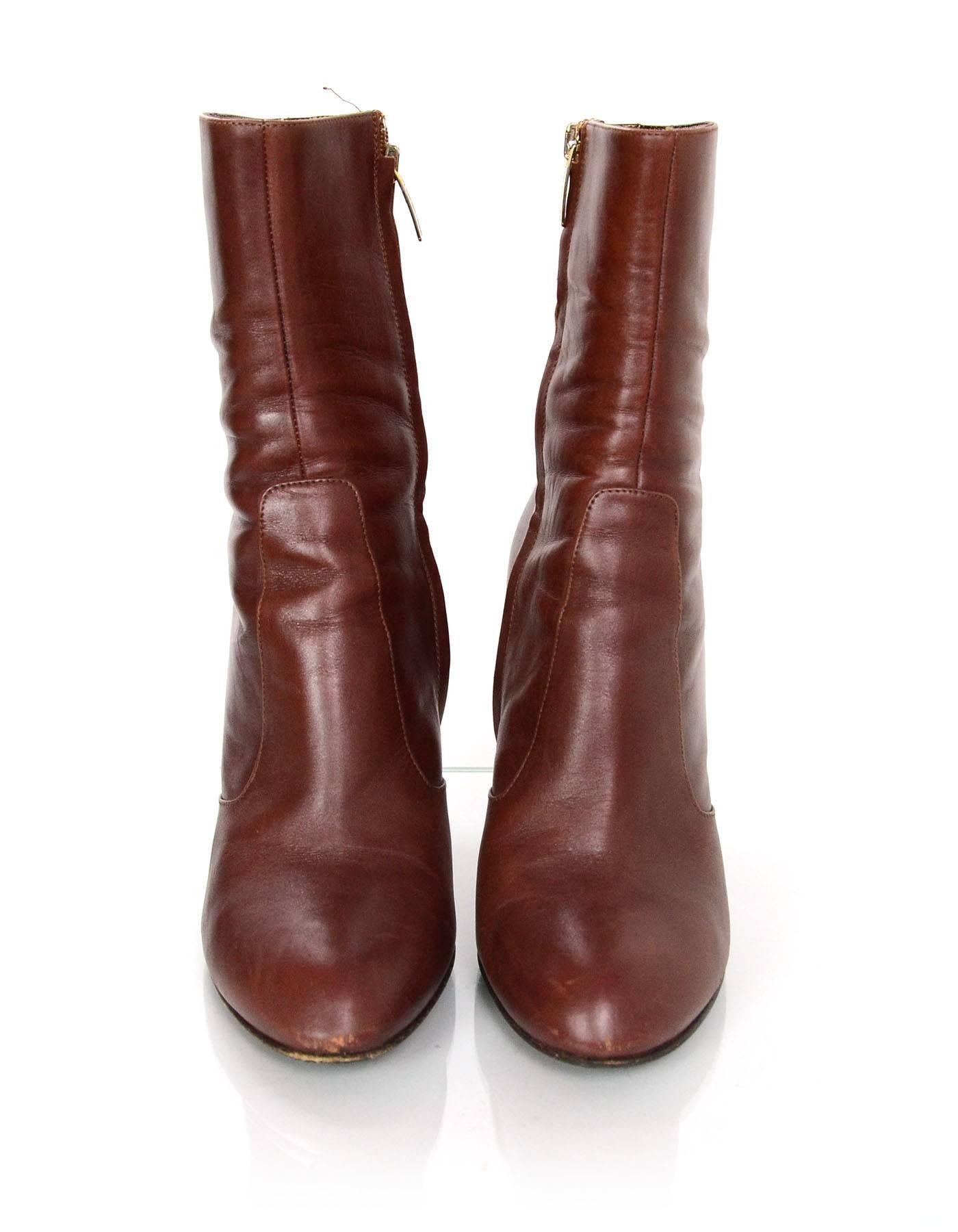 Women's Sergio Rossi Brown Leather Ankle Boots sz 37.5 rt. $675