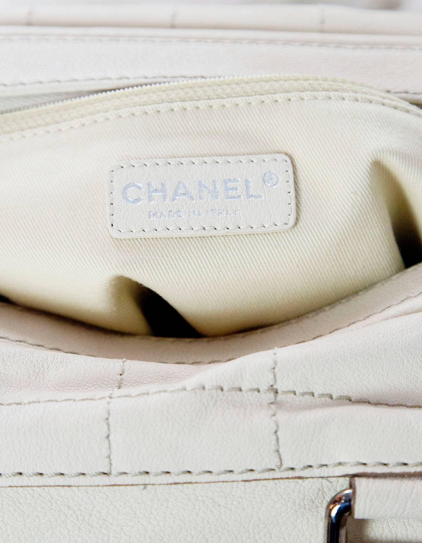 Chanel Cream Leather Bowler Bag w/ CC Zipper Pull 1