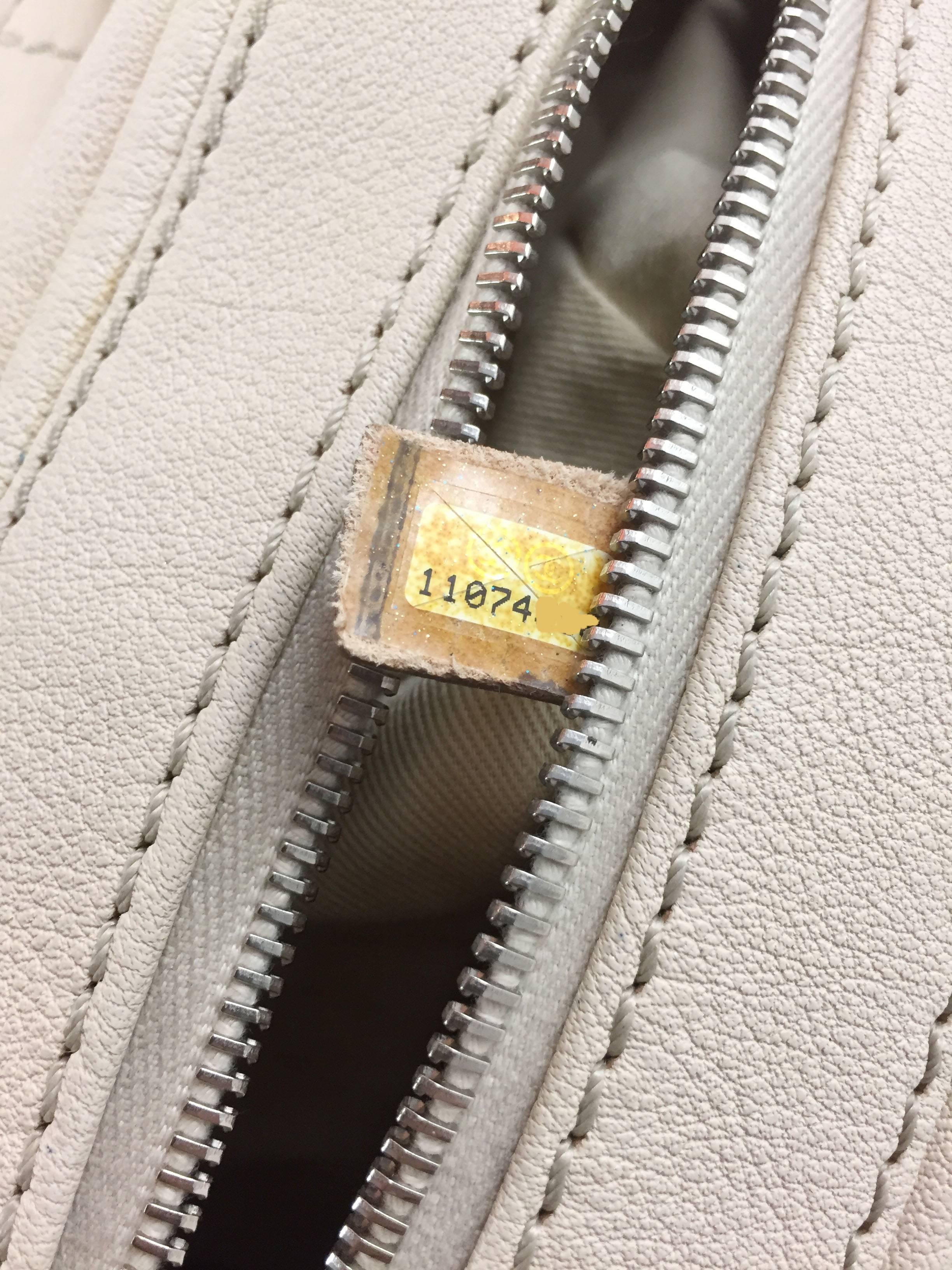 Chanel Cream Leather Bowler Bag w/ CC Zipper Pull 2