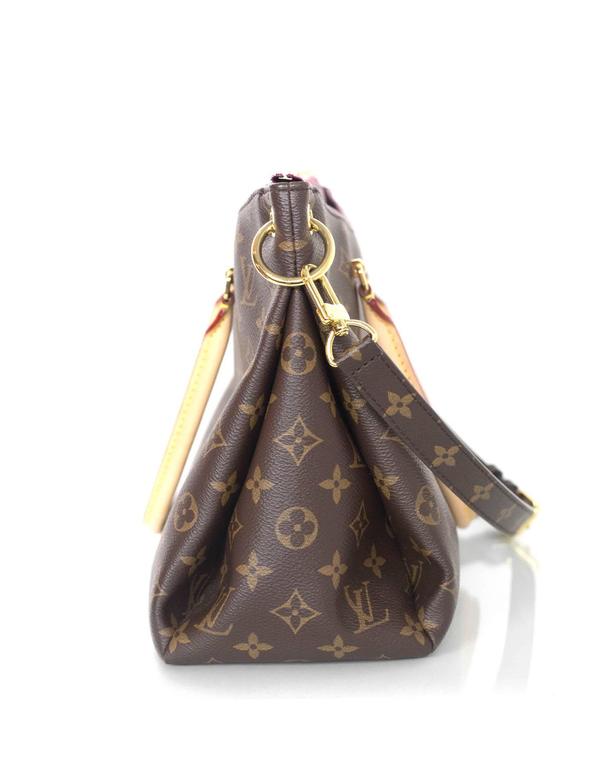 Louis Vuitton Monogram Pallas Tote Bag with Raspberry Leather Trim For Sale at 1stdibs