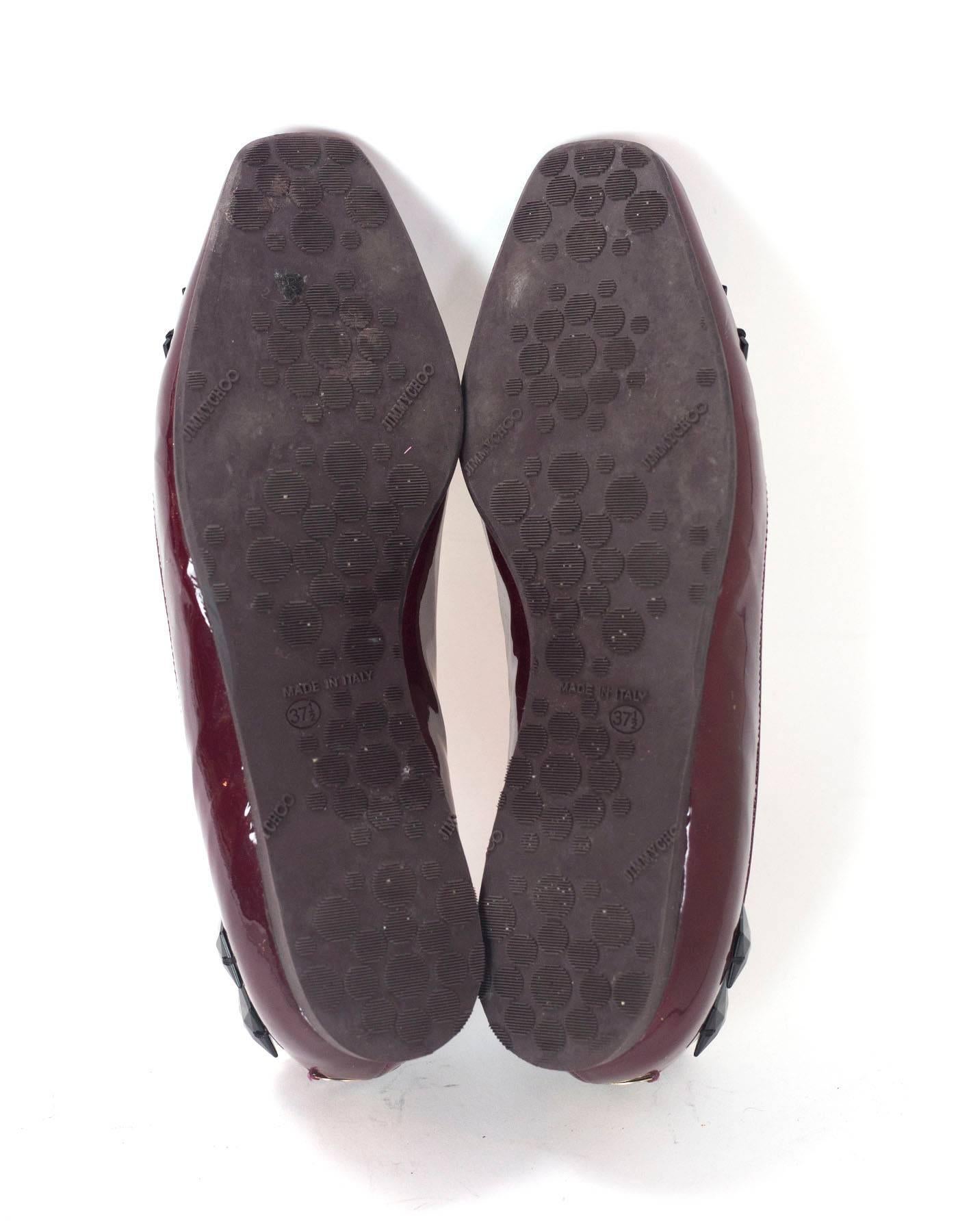 Jimmy Choo Burgundy Patent Leather Flats With Studs Sz 37.5 1