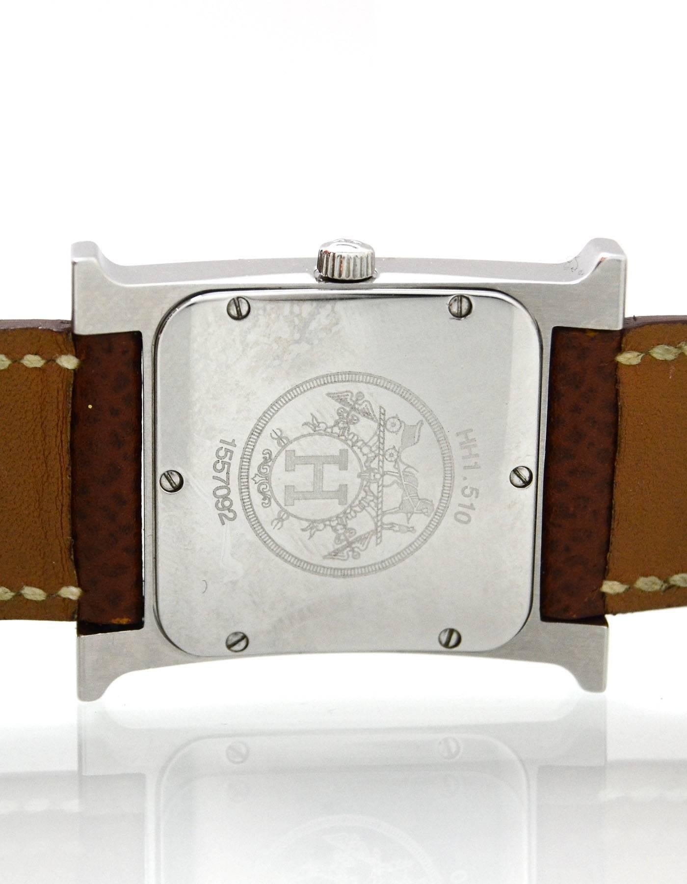 Hermes Tan Heure H MM Watch w/ Grey & Black Extra Bands 1