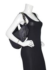 Gucci Black Leather Guccissima Studded Hobo Bag