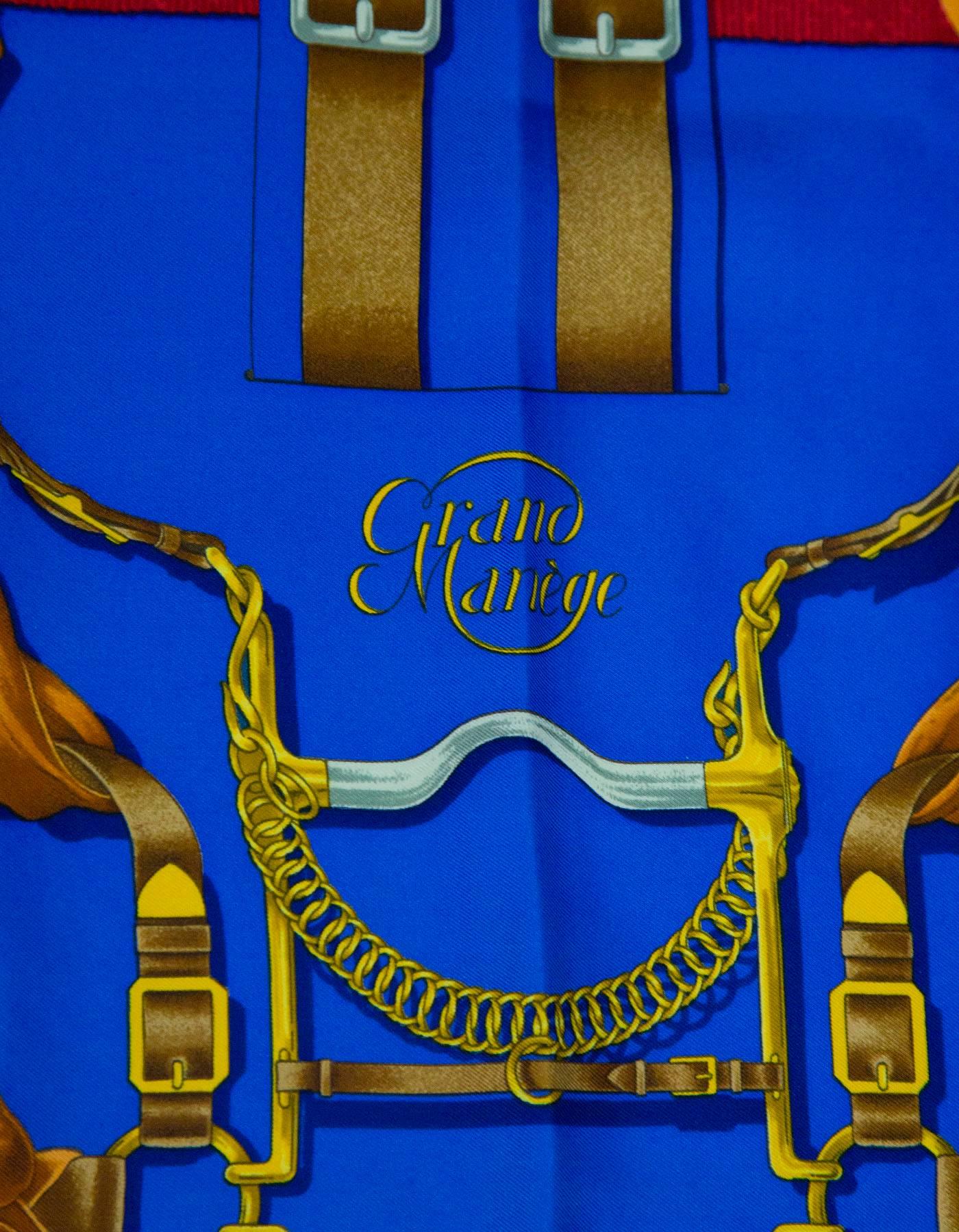 Hermes Blue Grand Manege 90cm Silk Scarf  In Excellent Condition In New York, NY