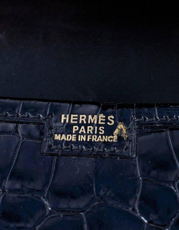 Hermes Shiny Blue Roi Nilo Crocodile Jige PM H Clutch Bag. , Lot #56017