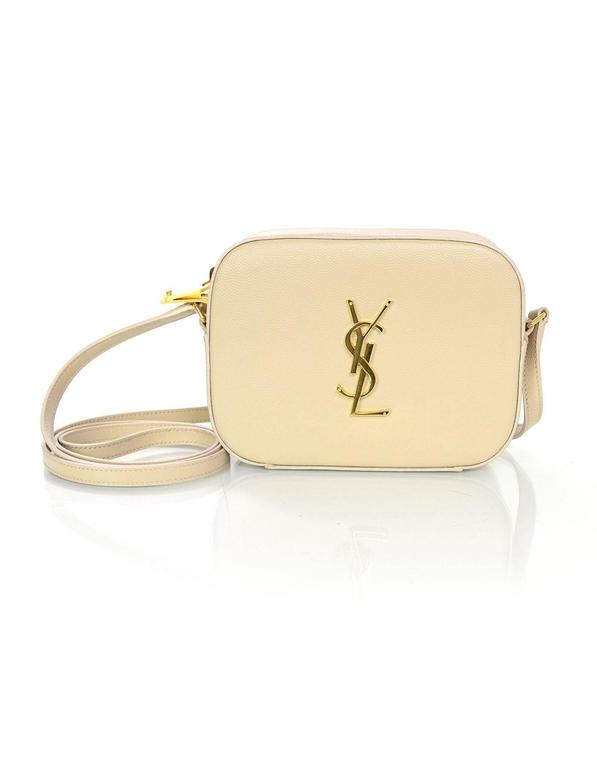 At Auction: Saint Laurent - YSL Monogramme Grain de Poudre Wallet Chain /  Beige Crossbody