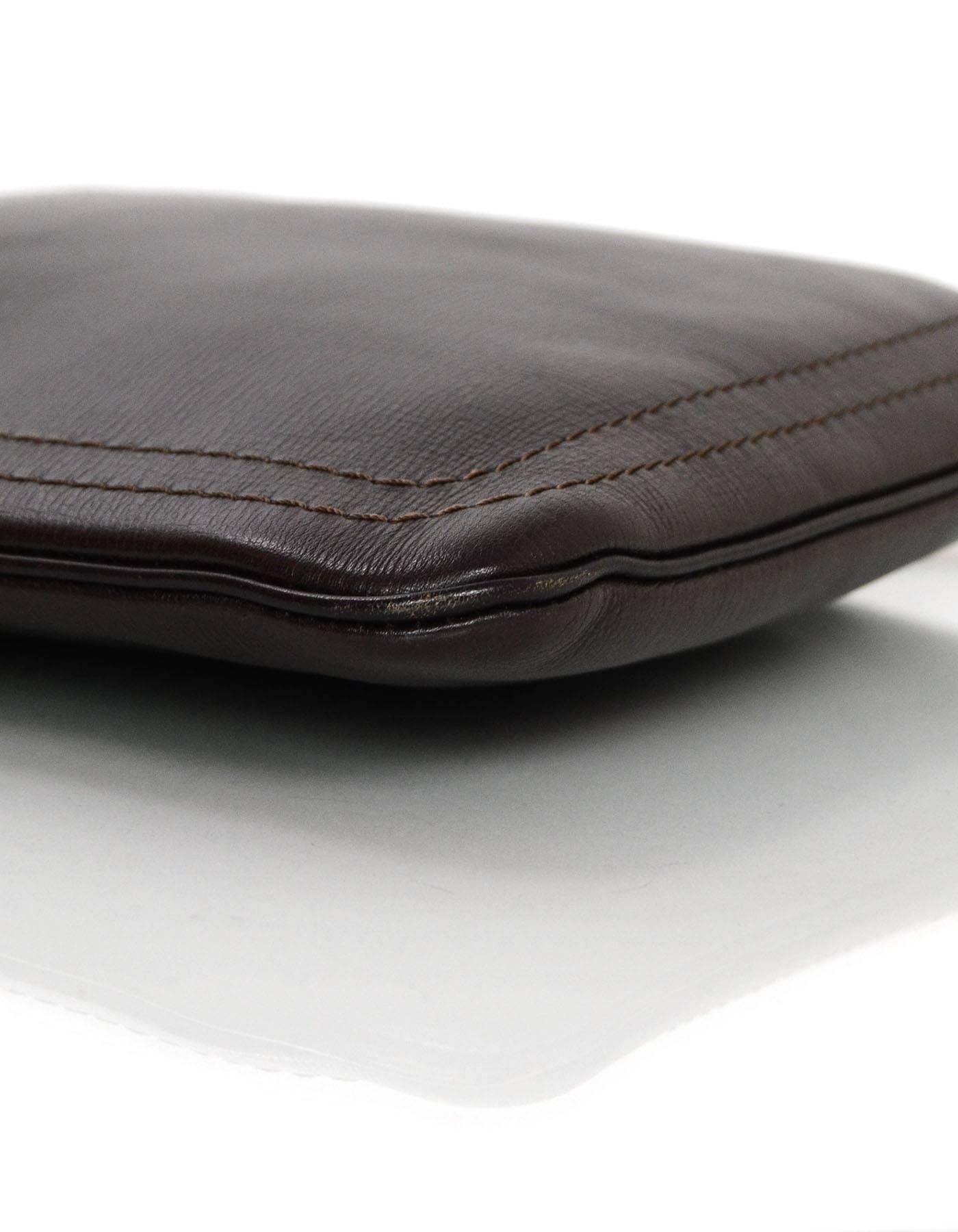 Louis Vuitton Brown Leather Cuir Liege Crossbody Messenger Bag In Excellent Condition In New York, NY