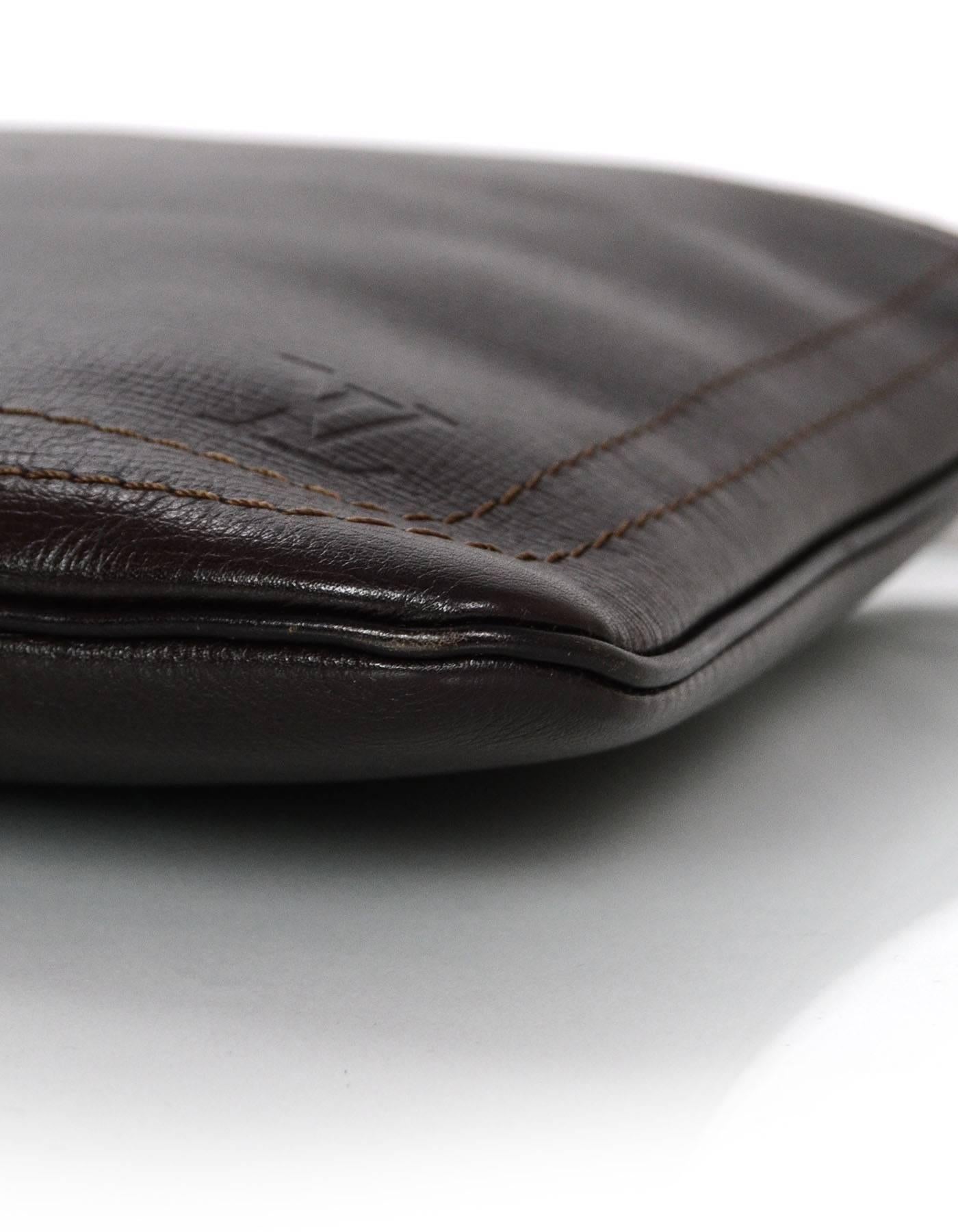 Women's or Men's Louis Vuitton Brown Leather Cuir Liege Crossbody Messenger Bag