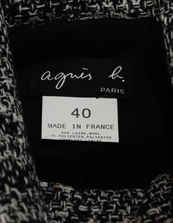 Agnes B Black and White Cowl Neck Sweater Dress sz FR40 For Sale at 1stDibs