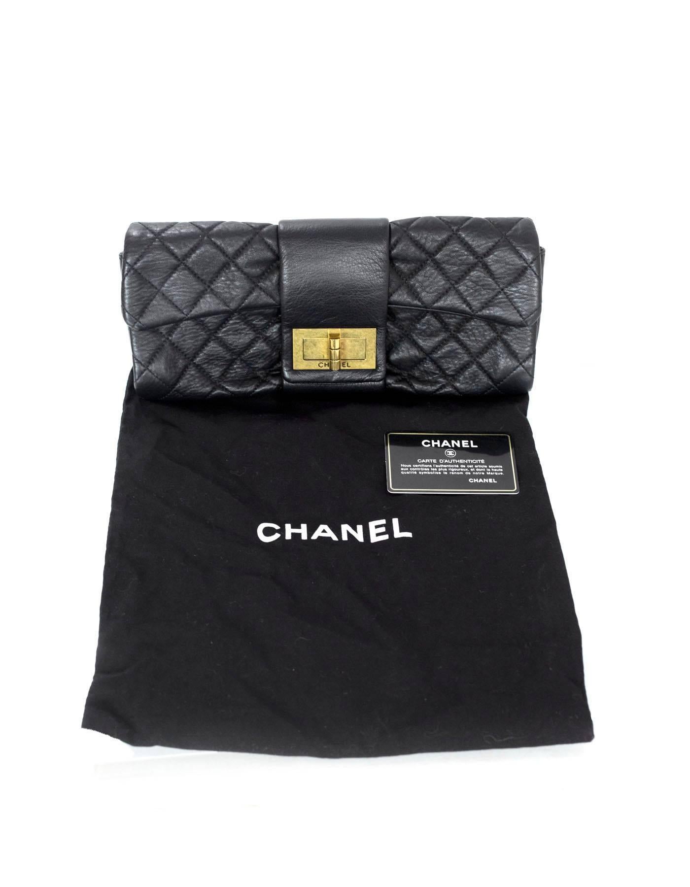 Chanel Black Quilted Leather 2.55 Reissue Clutch Bag 3