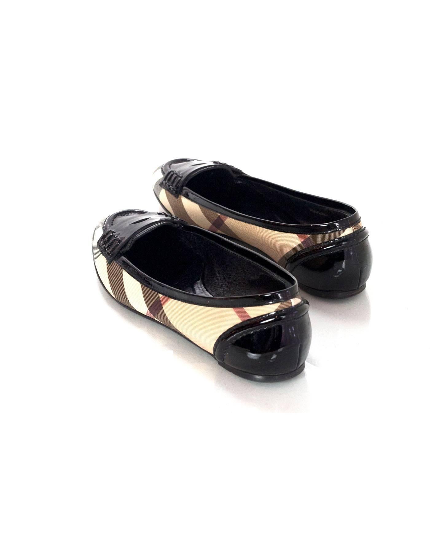 Black Burberry Nova Plaid Ballet Loafer Shoes Sz 37