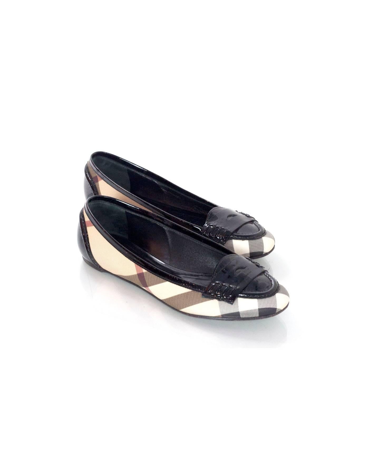 Women's Burberry Nova Plaid Ballet Loafer Shoes Sz 37