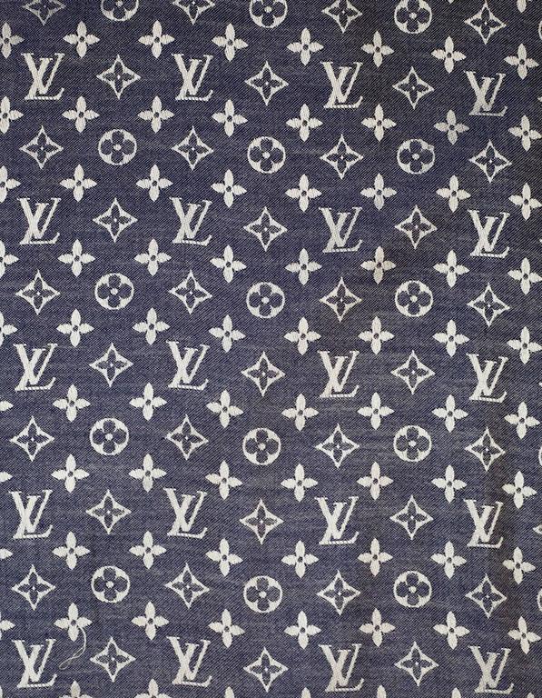 Louis Vuitton Silk/Wool Monogram Denim Shawl Scarf For Sale at 1stdibs