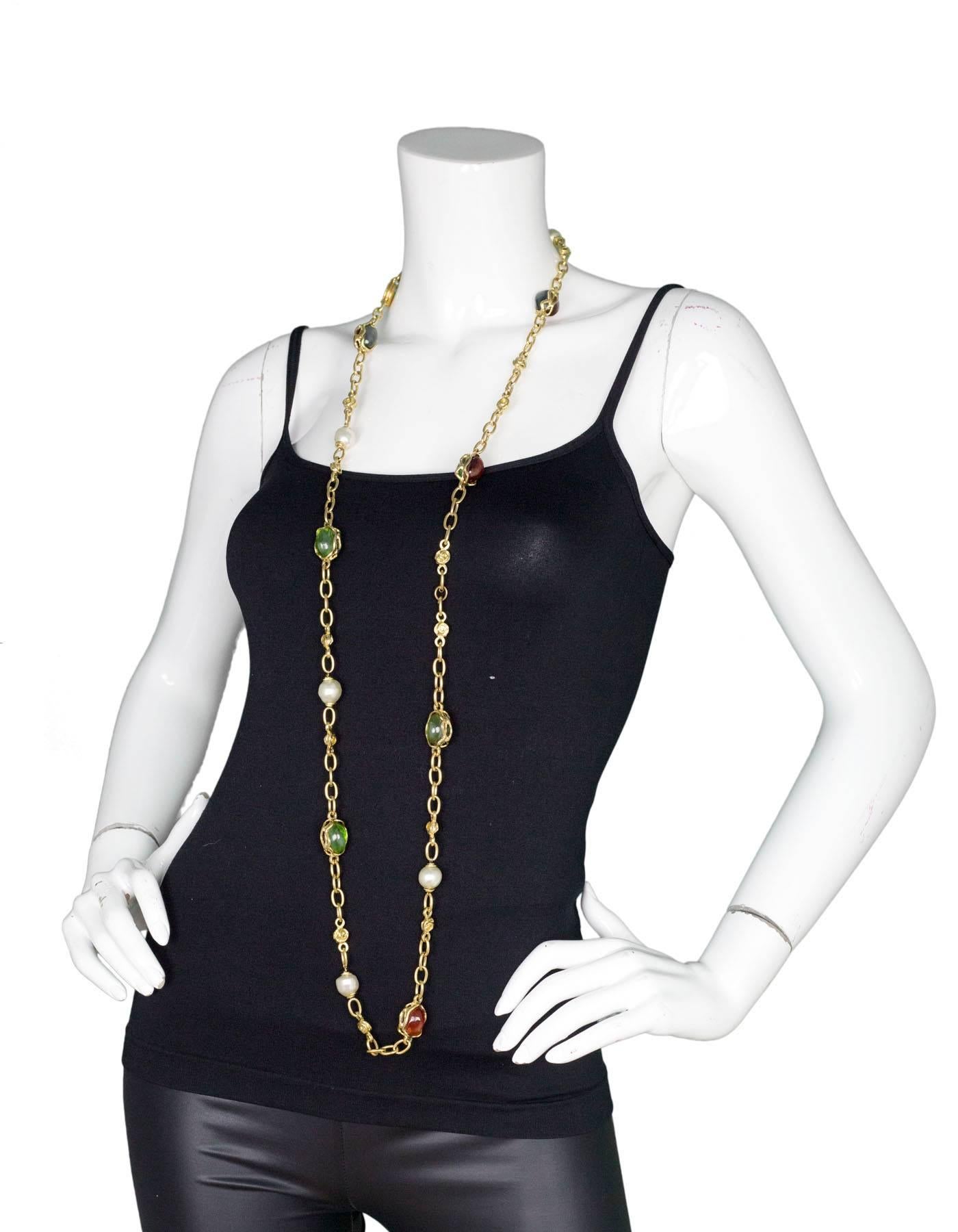 Women's Yves Saint Laurent Faux Pearl And Glass Goldtone Necklace