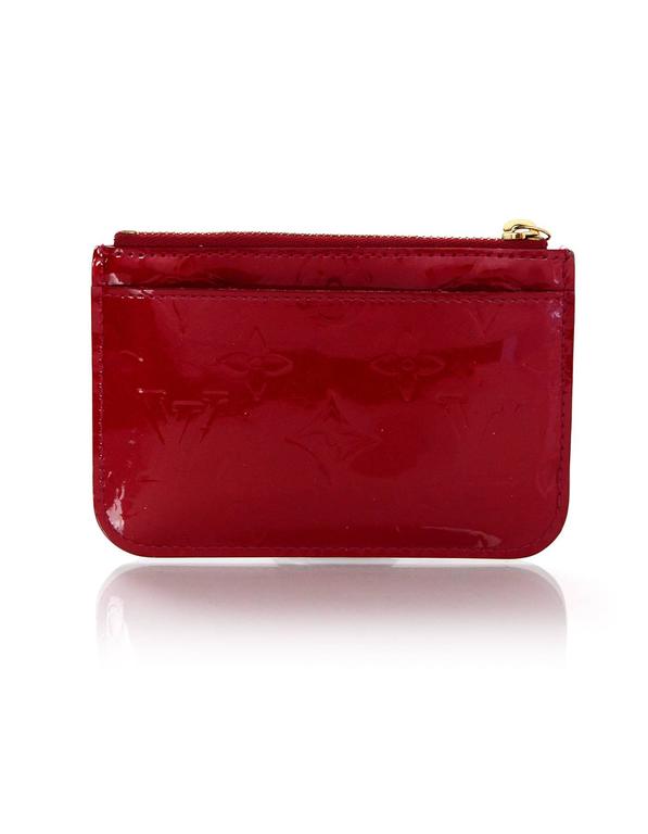 New Louis Vuitton Red Vernis Leather Pochette Cle Key Coin Pouch Case –  Italy Station