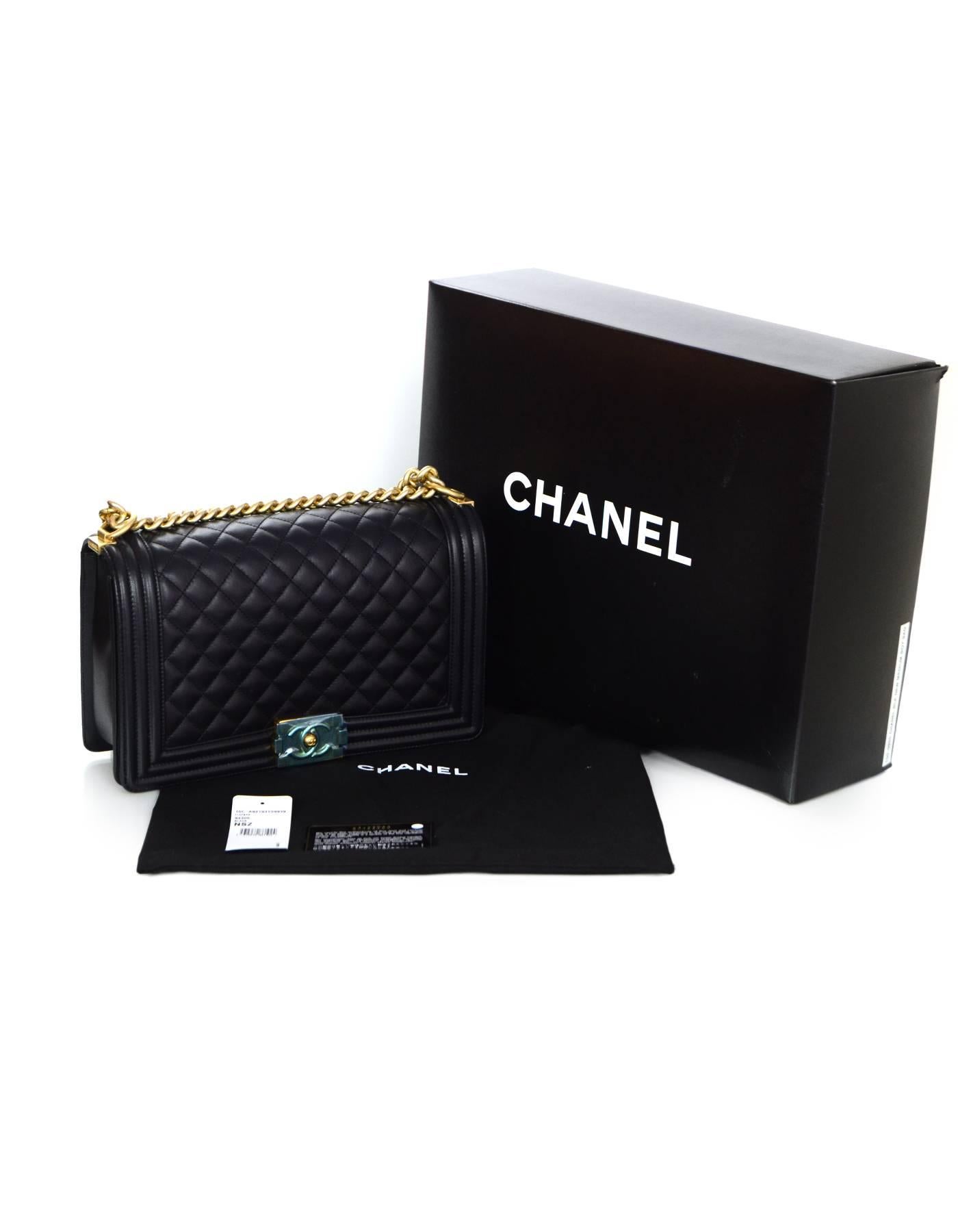 Chanel NEW IN BOX Black Leather New Medium Boy Bag GHW  4