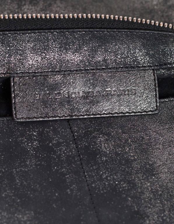 Balenciaga Distressed Metallic Silver Leather Crossbody Bag For Sale at ...
