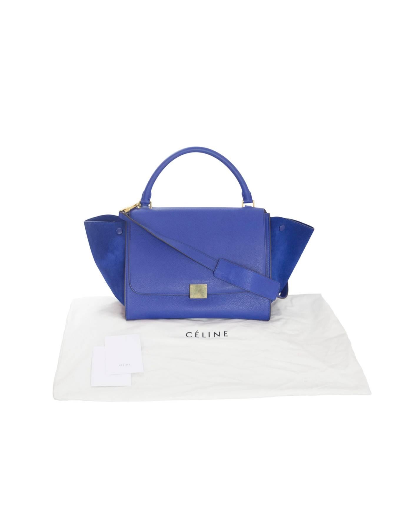 Celine Indigo Blue Suede/Leather Medium Trapeze Bag w/ Strap rt. $2, 950 3