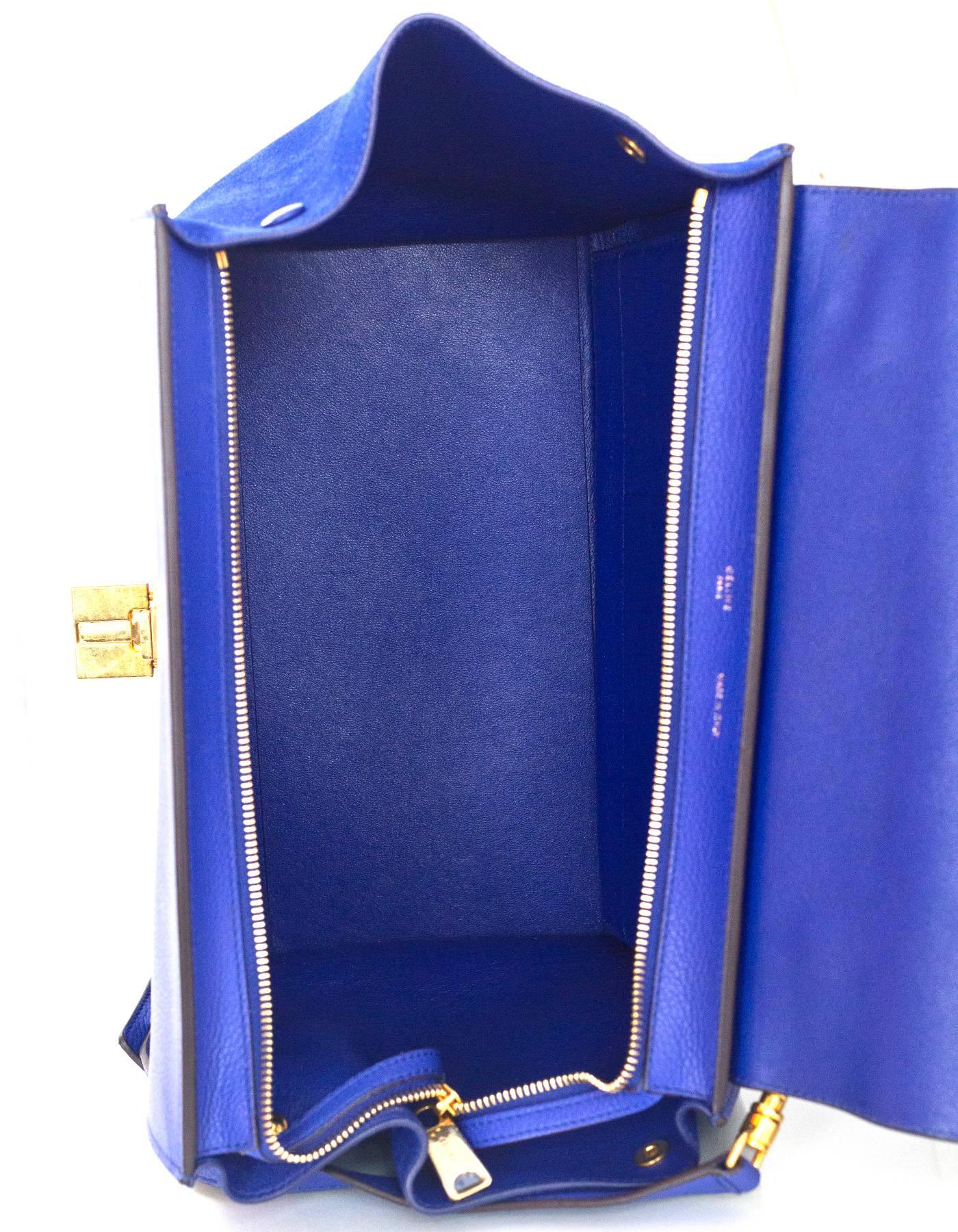 Celine Indigo Blue Suede/Leather Medium Trapeze Bag w/ Strap rt. $2, 950 1