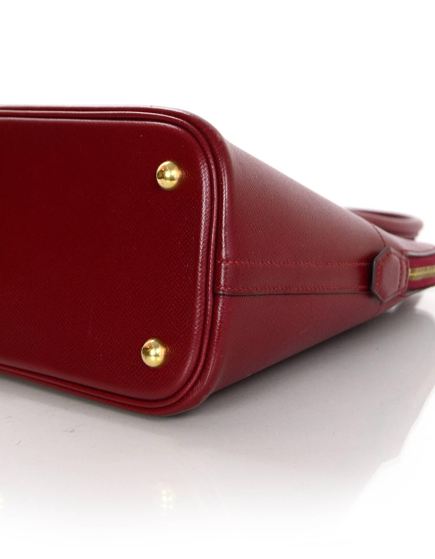 Hermes Rouge H Red Epsom Leather 31cm Bolide Bag w/ Strap In Excellent Condition In New York, NY