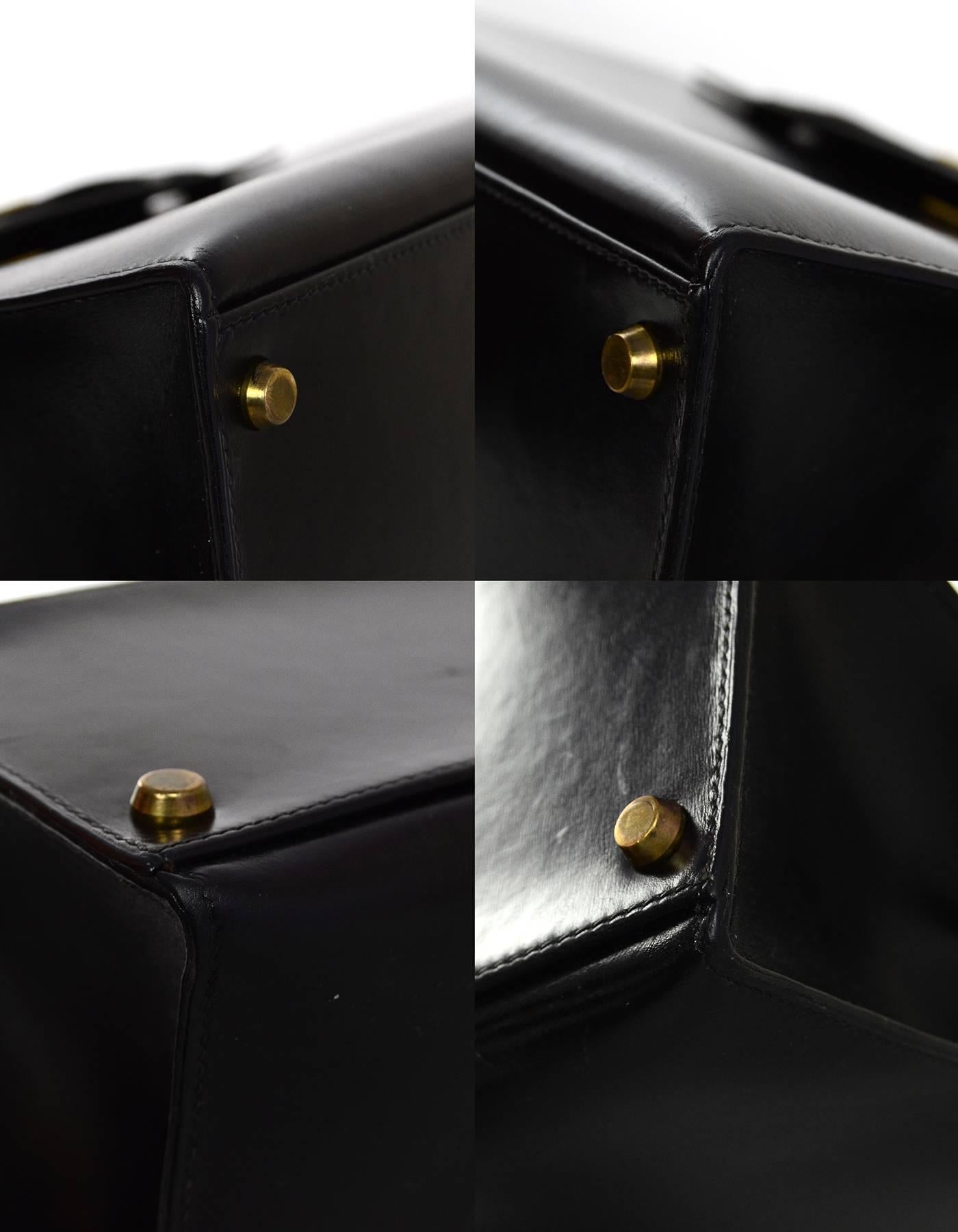 Hermes '80s Black Box Leather 32cm Sellier Rigid Kelly Bag 4