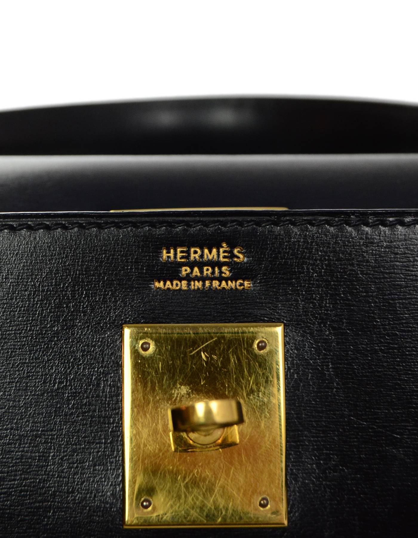 Hermes '80s Black Box Leather 32cm Sellier Rigid Kelly Bag 3