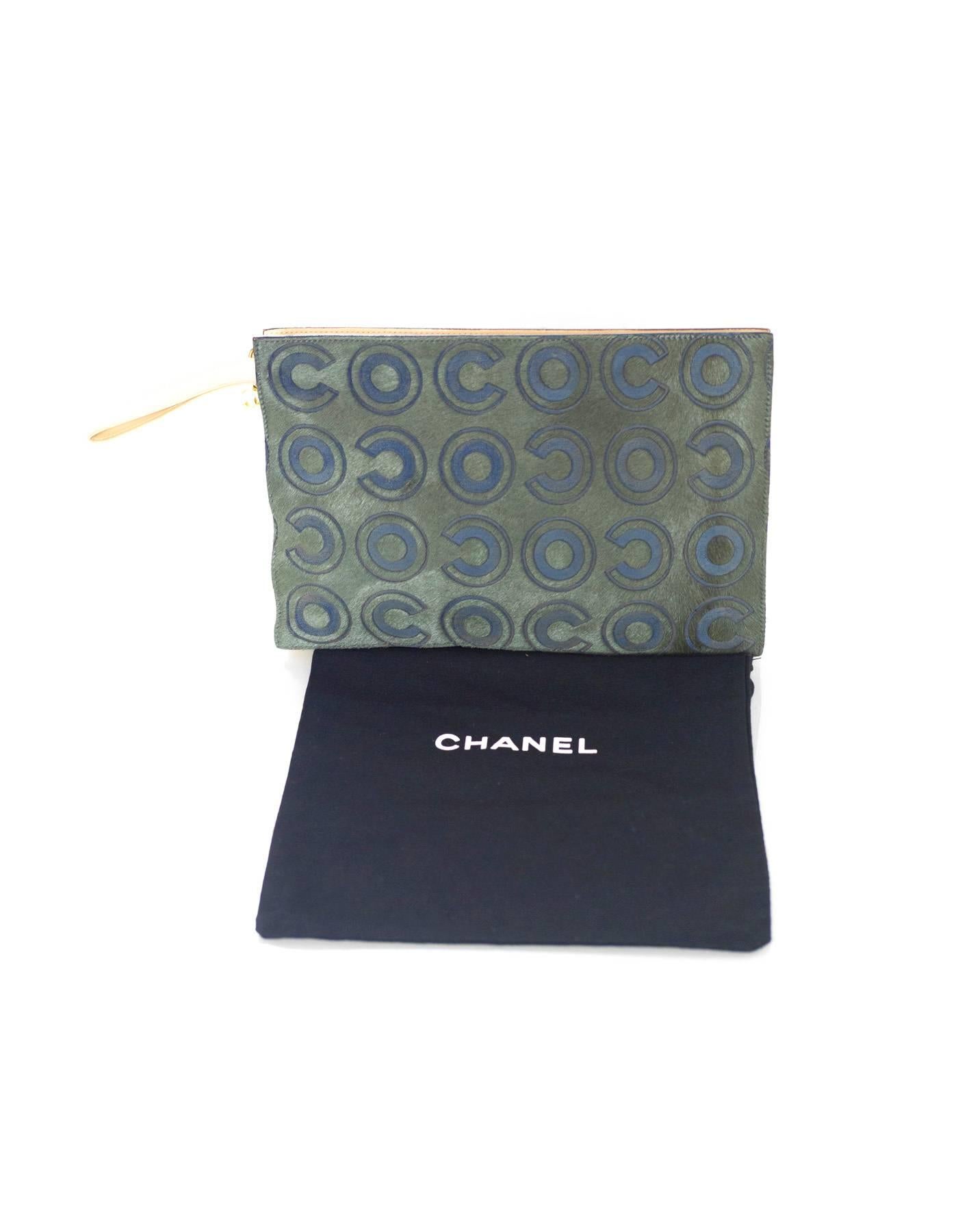 Chanel Grey Ponyhair Coco Wristlet Clutch Bag GHW w/DB 1