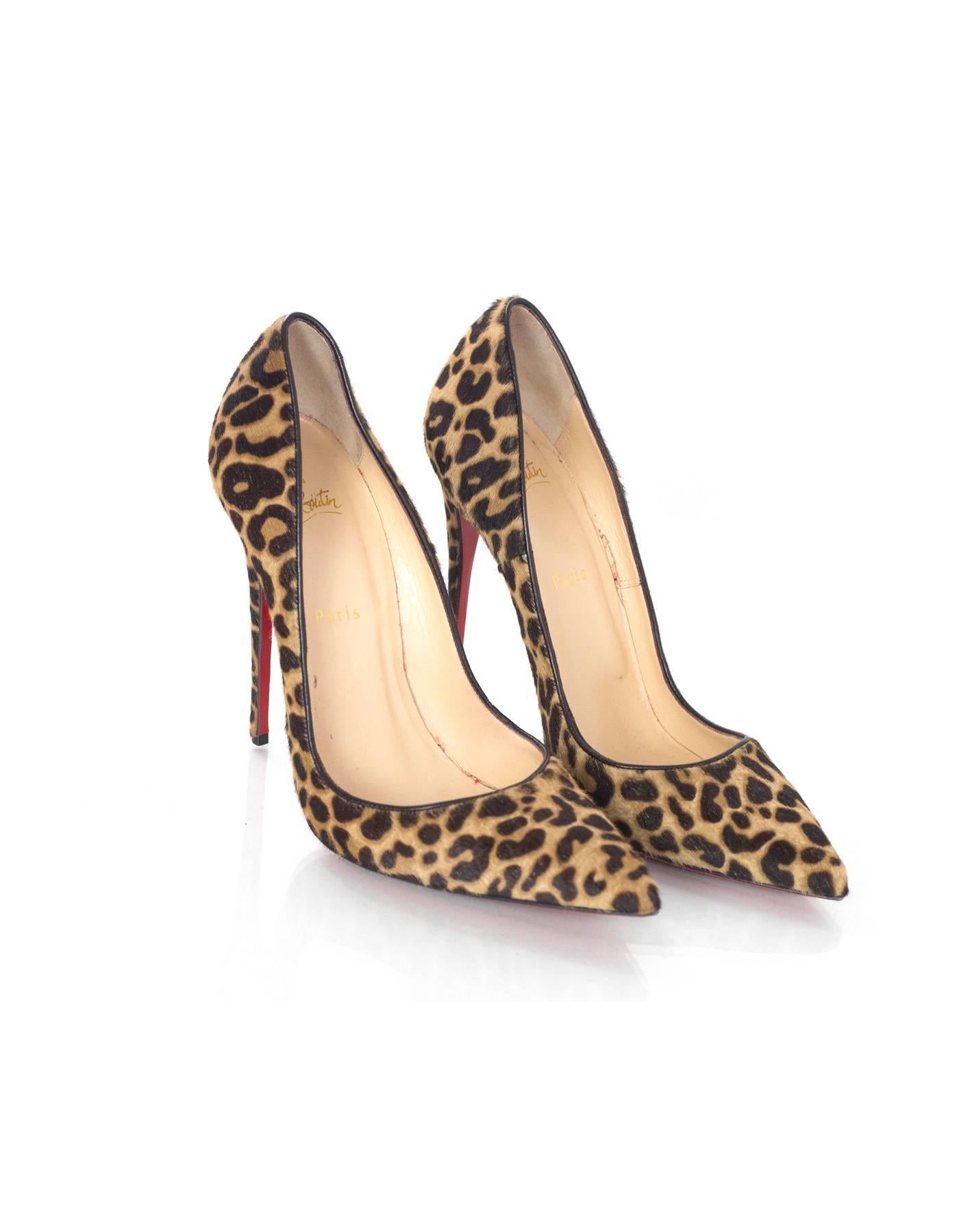 Christian Louboutin Leopard Print Ponyhair Pumps sz 41 w/DB In Excellent Condition In New York, NY