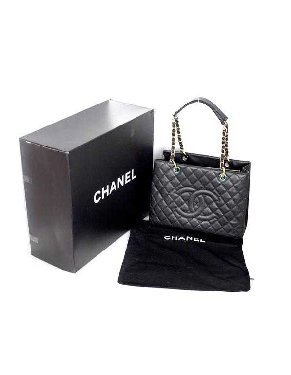 Chanel Black Caviar Leather GST Grand Shopper Tote Bag For Sale at