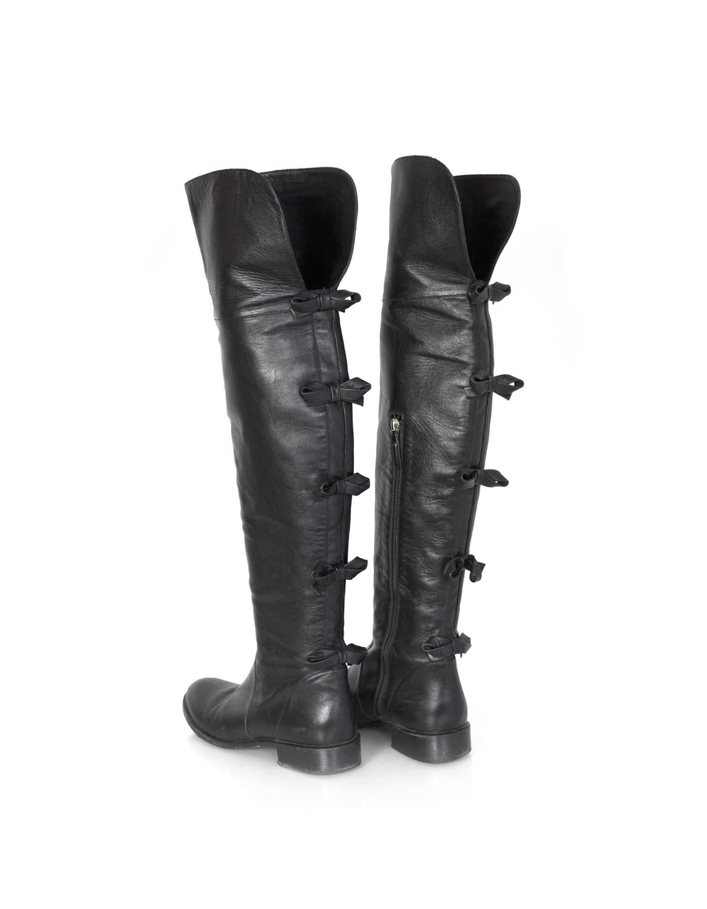 Women's Valentino Black Leather Knee-High Boots sz 40 rt. $1, 695