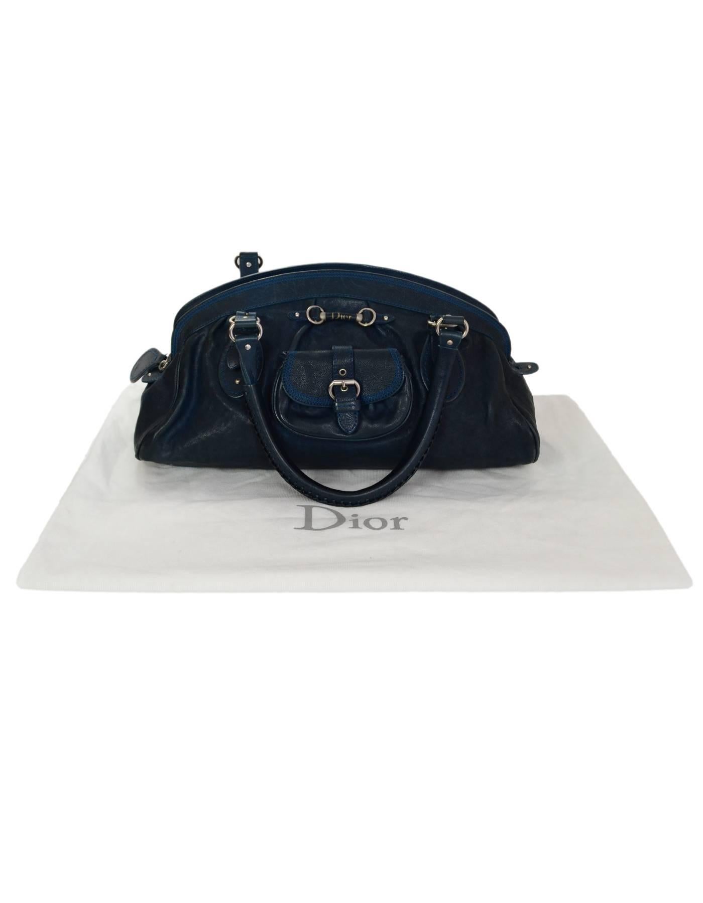 Christian Dior Blue Leather Bowler Bag 3