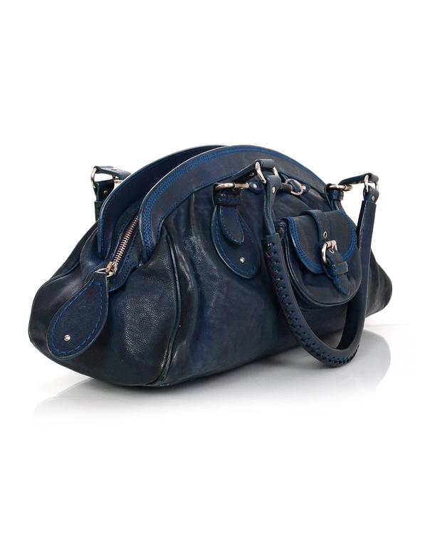 Christian Dior Blue Leather Bowler Bag For Sale at 1stDibs dior