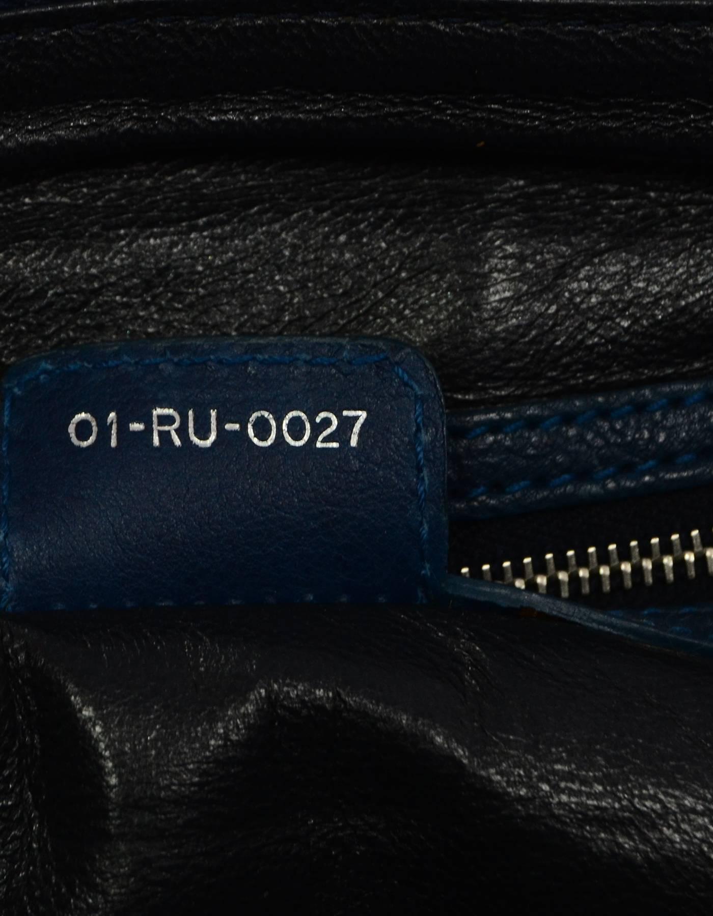 Christian Dior Blue Leather Bowler Bag 1